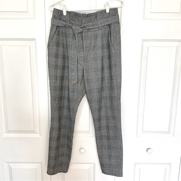 VERO MODA Black and WhitePlaid Paperbag Waist Pants with Belt - Picture 7 of 12